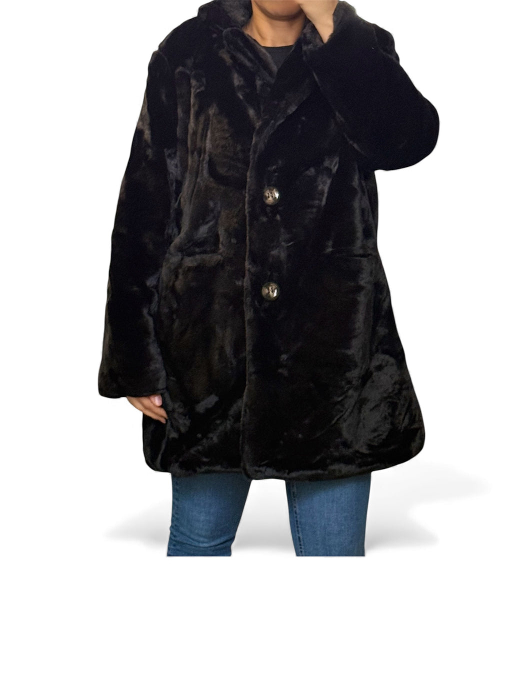 Manteau Fausse Fourrure Mi-Long – Femme
