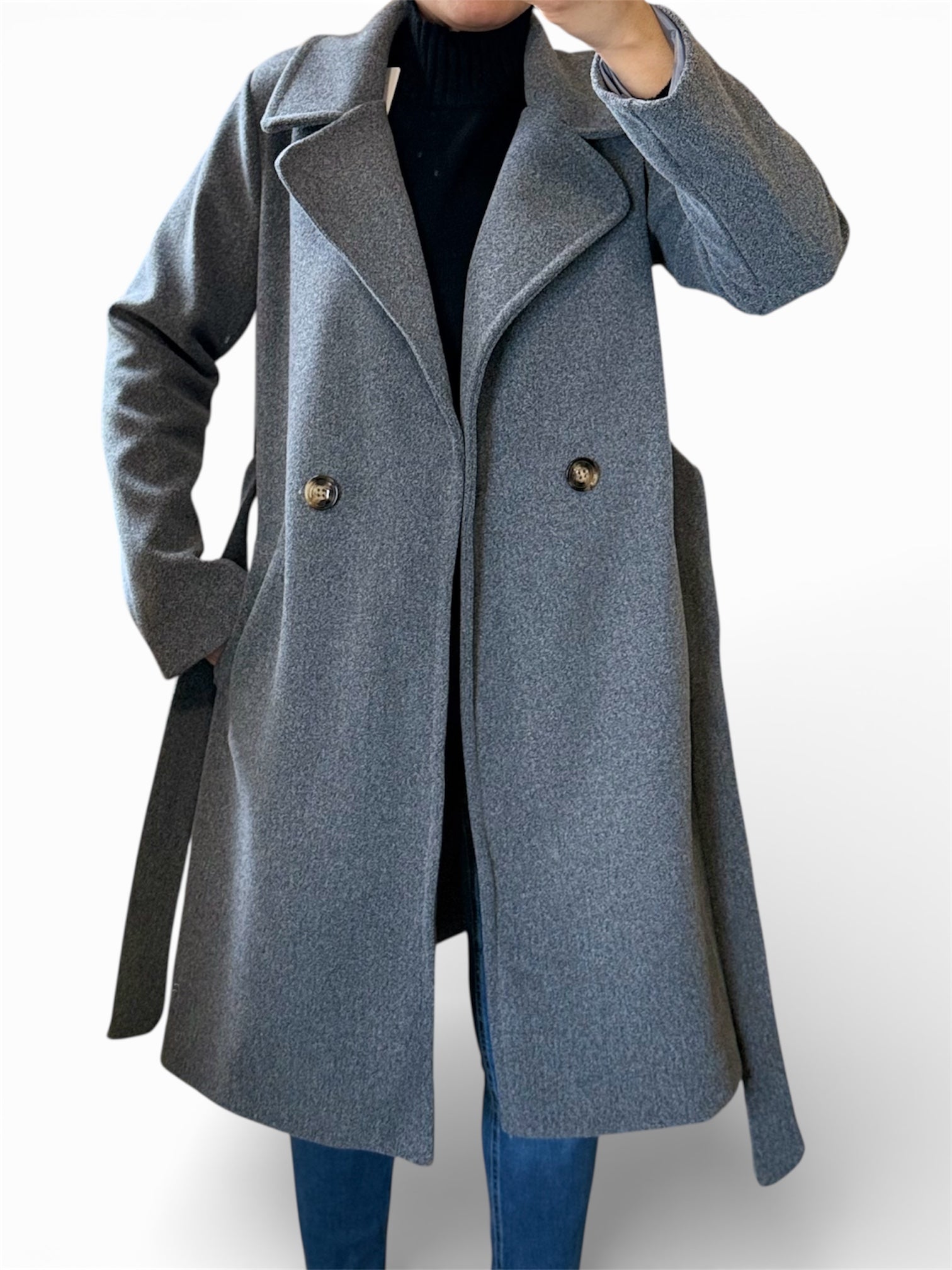 Manteau Mi-Long Laine – Double Boutonnage & Style Chic