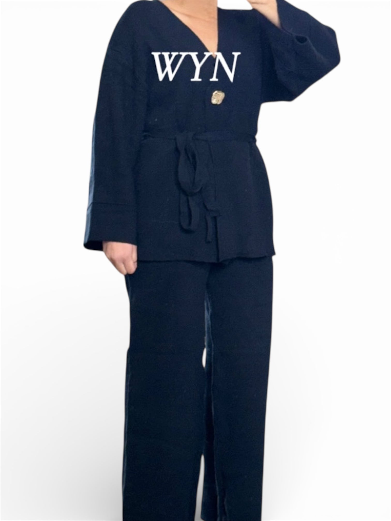 Ensemble Maille Chaud & Élégant – Pantalon & Gilet Ceinturé