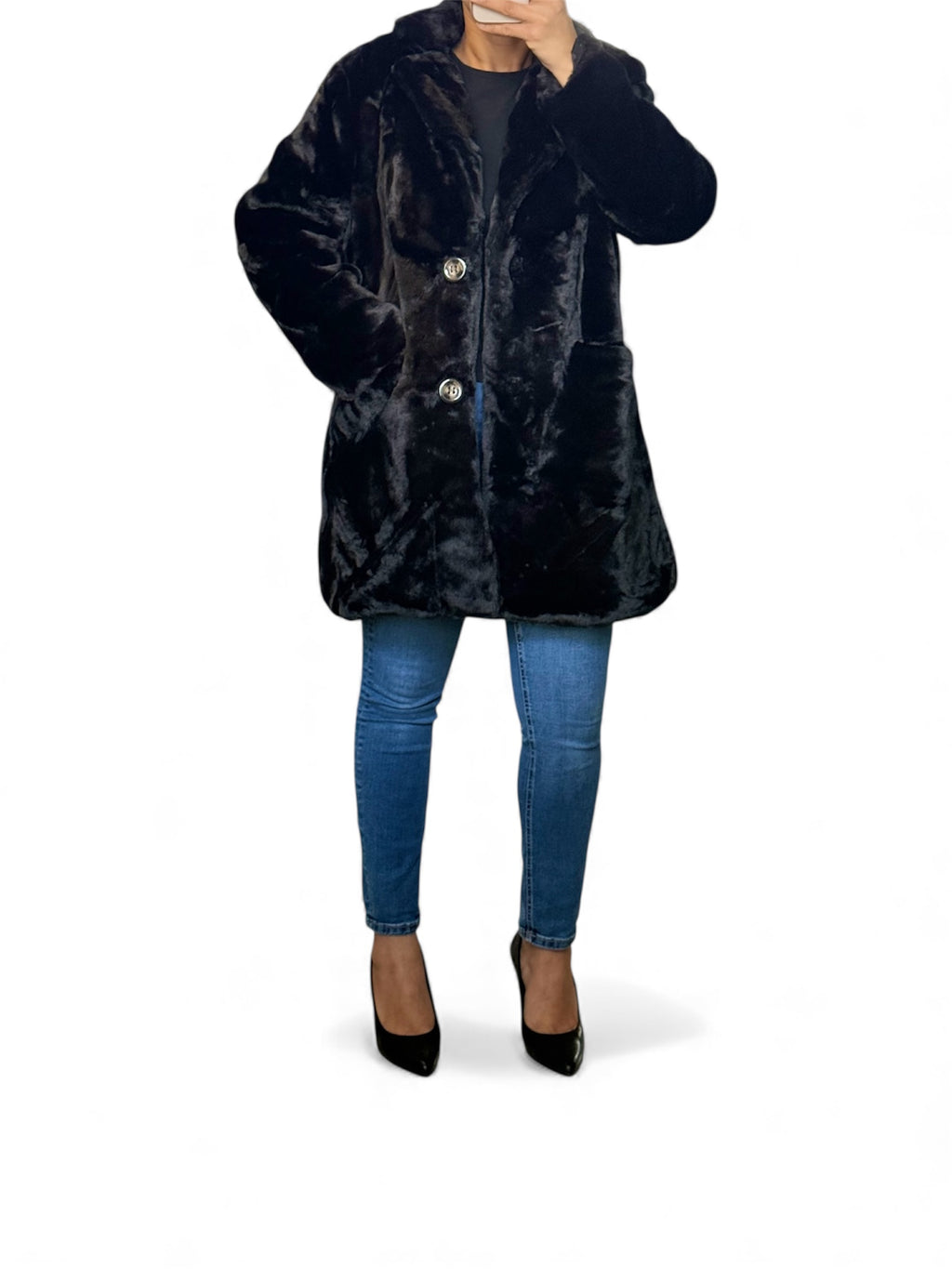 Manteau Fausse Fourrure Mi-Long – Femme