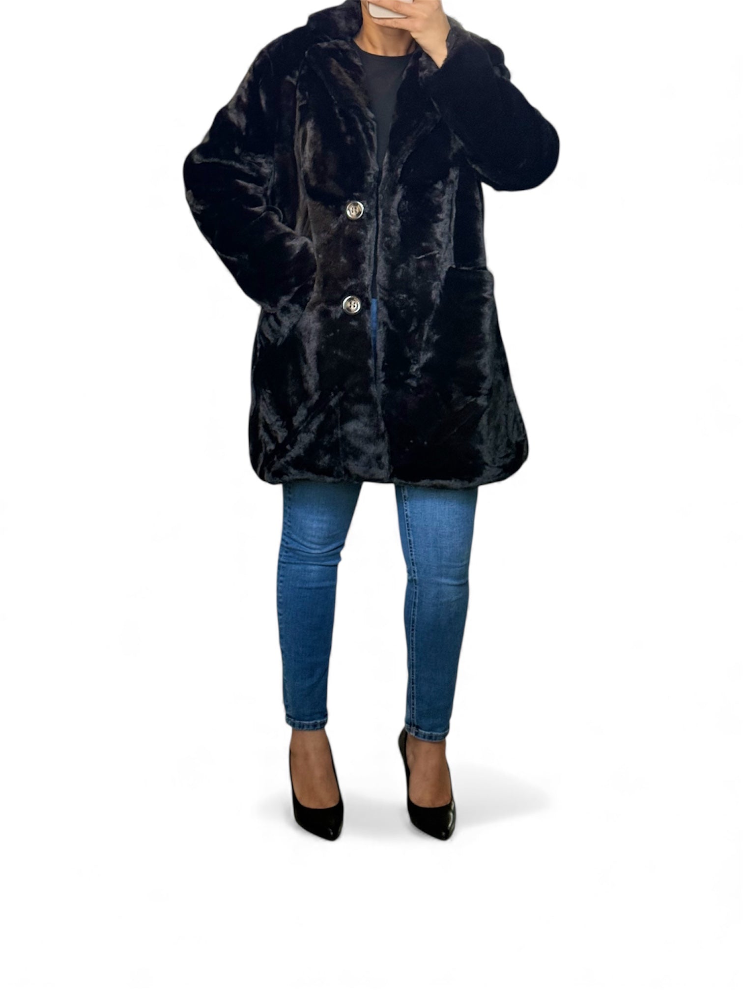 Manteau Fausse Fourrure Mi-Long – Femme