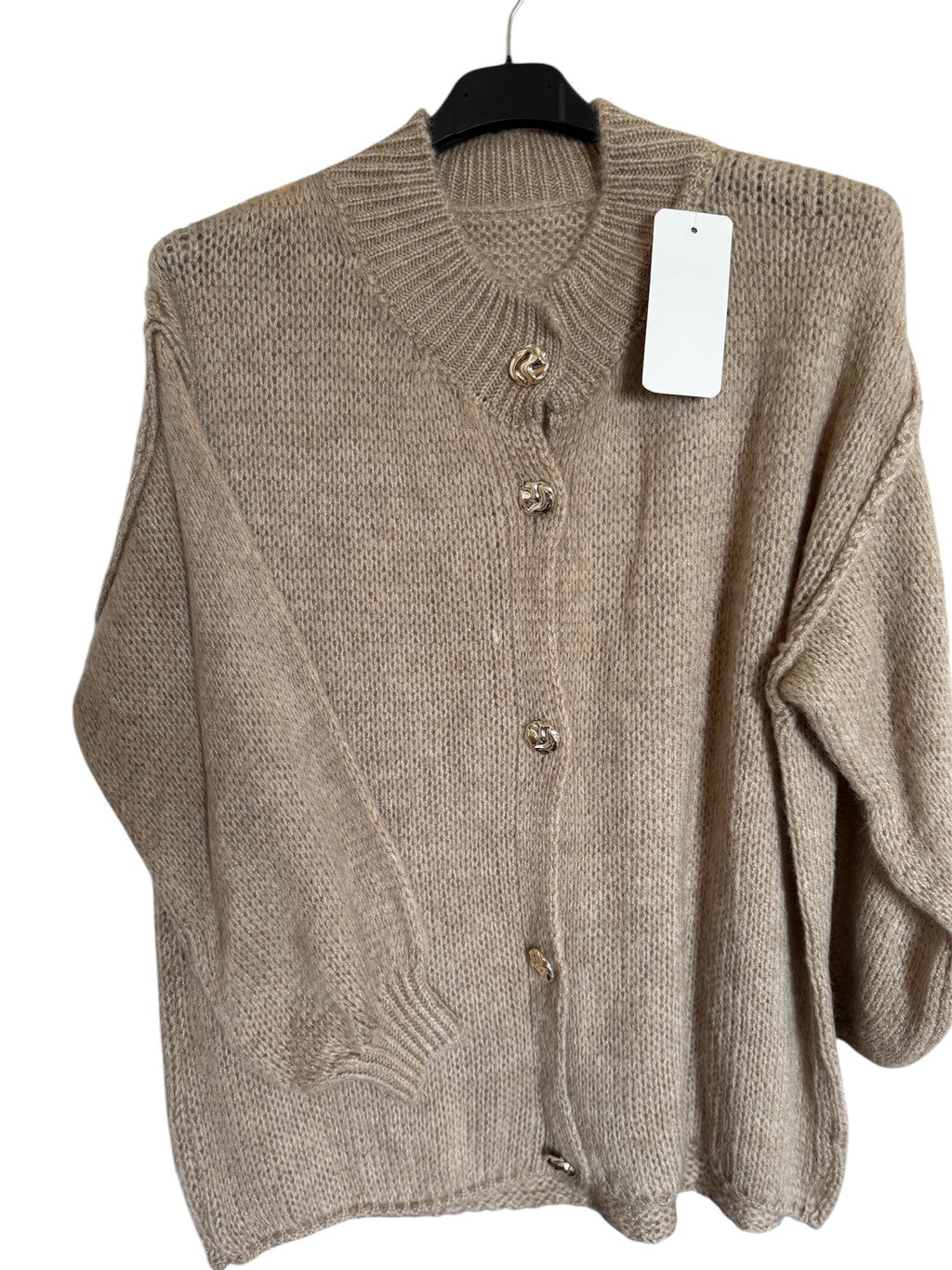 Cardigan Oversize – Manches Bouffantes & Boutons