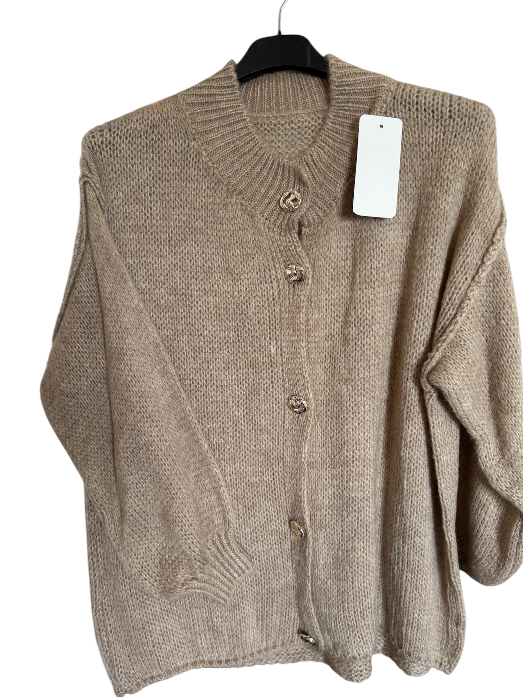 Cardigan Oversize – Manches Bouffantes & Boutons