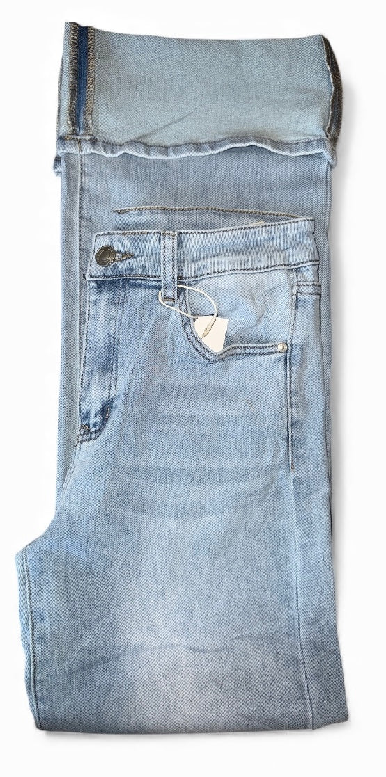 Jean Droit Taille Haute – Revers & Style Moderne