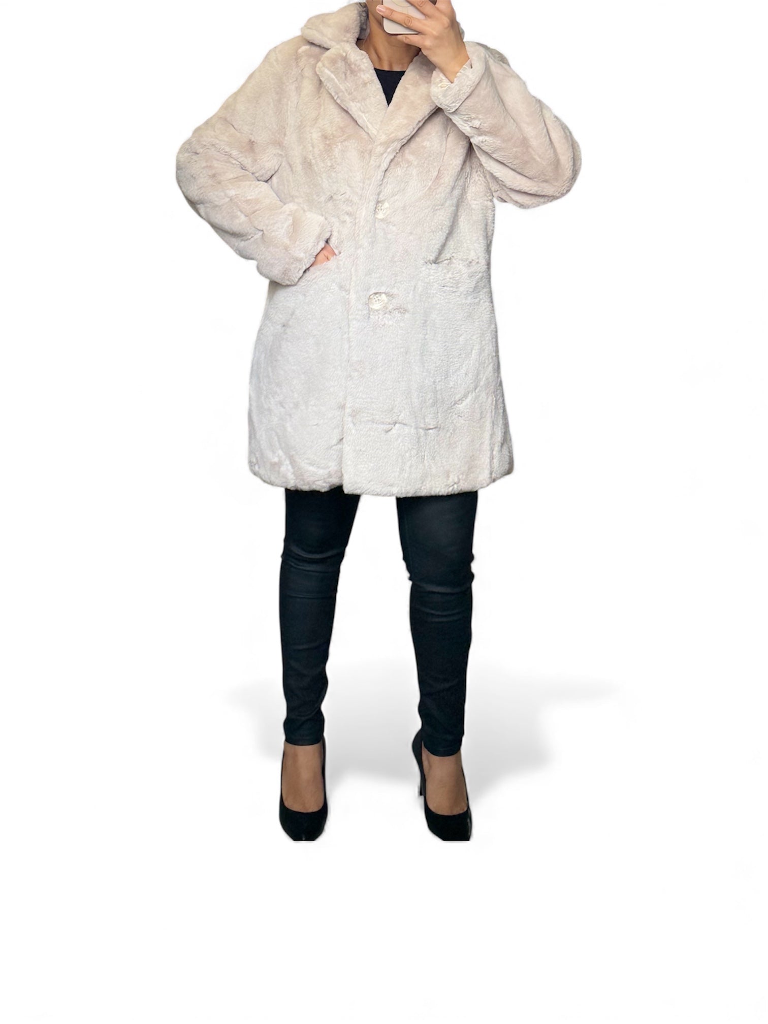 Manteau Fausse Fourrure Mi-Long – Femme