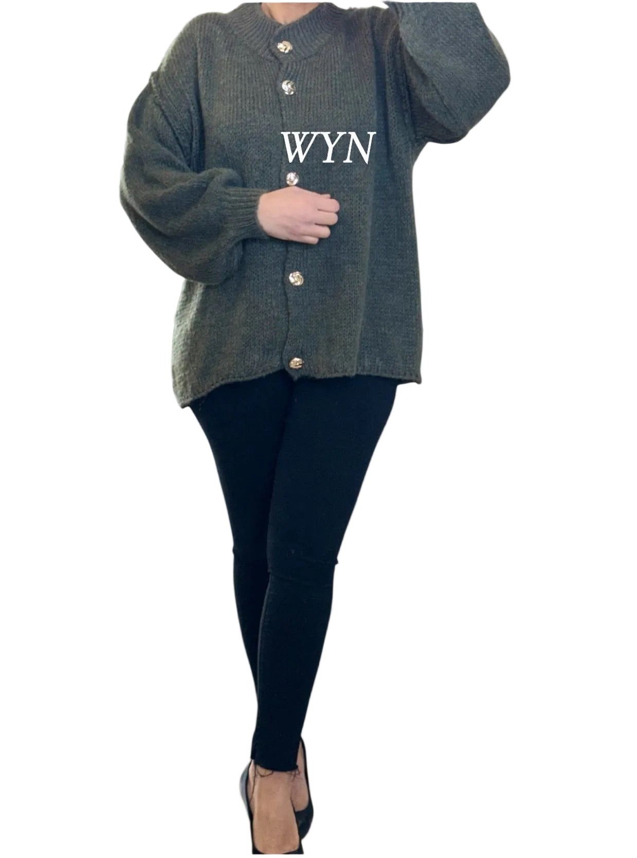 Cardigan Oversize – Manches Bouffantes & Boutons