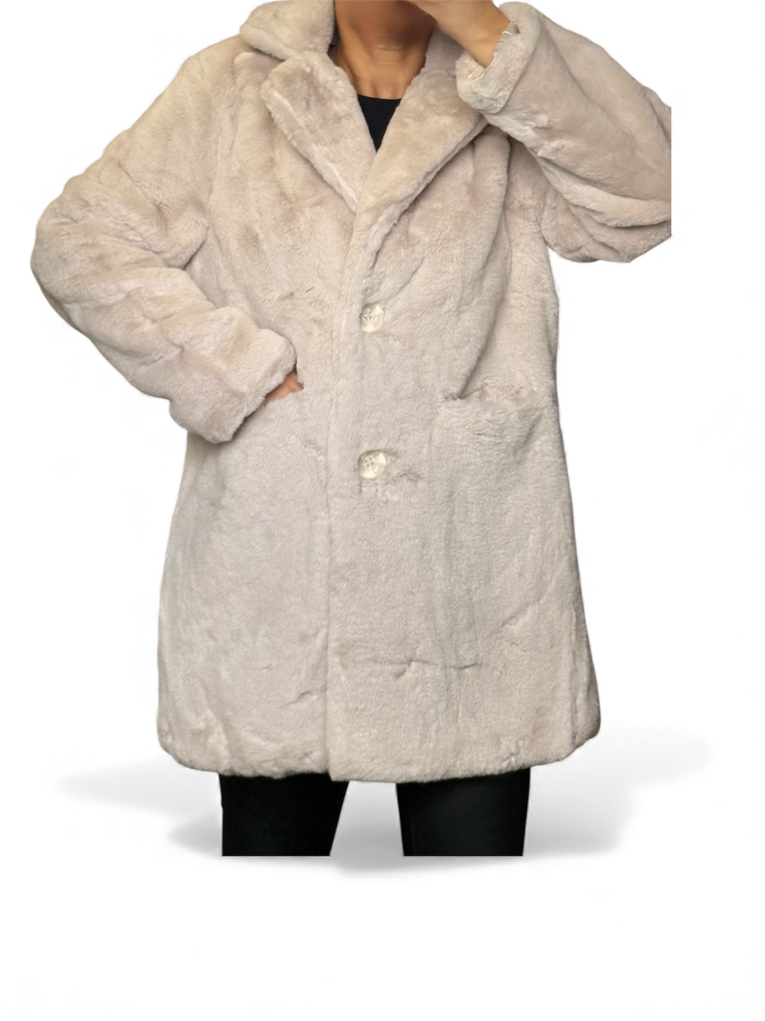 Manteau Fausse Fourrure Mi-Long – Femme