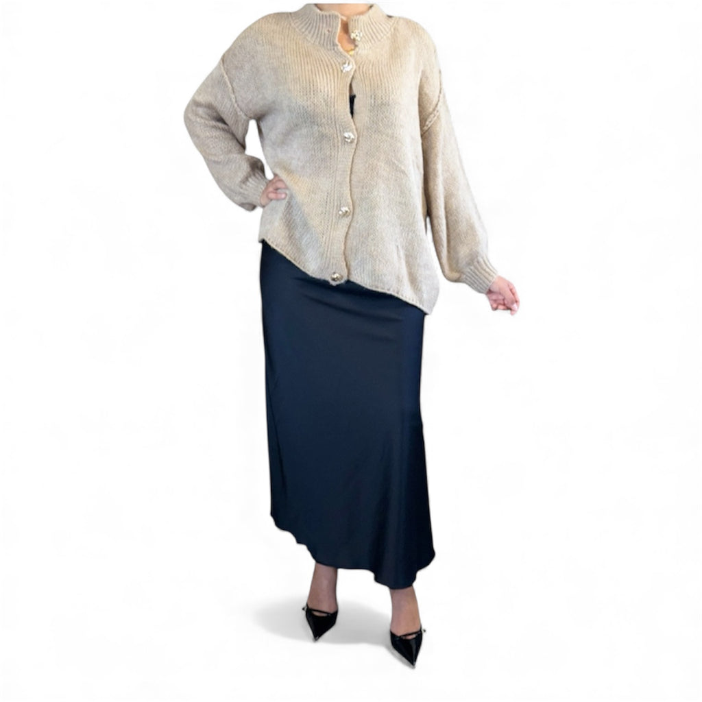 Cardigan Oversize – Manches Bouffantes & Boutons