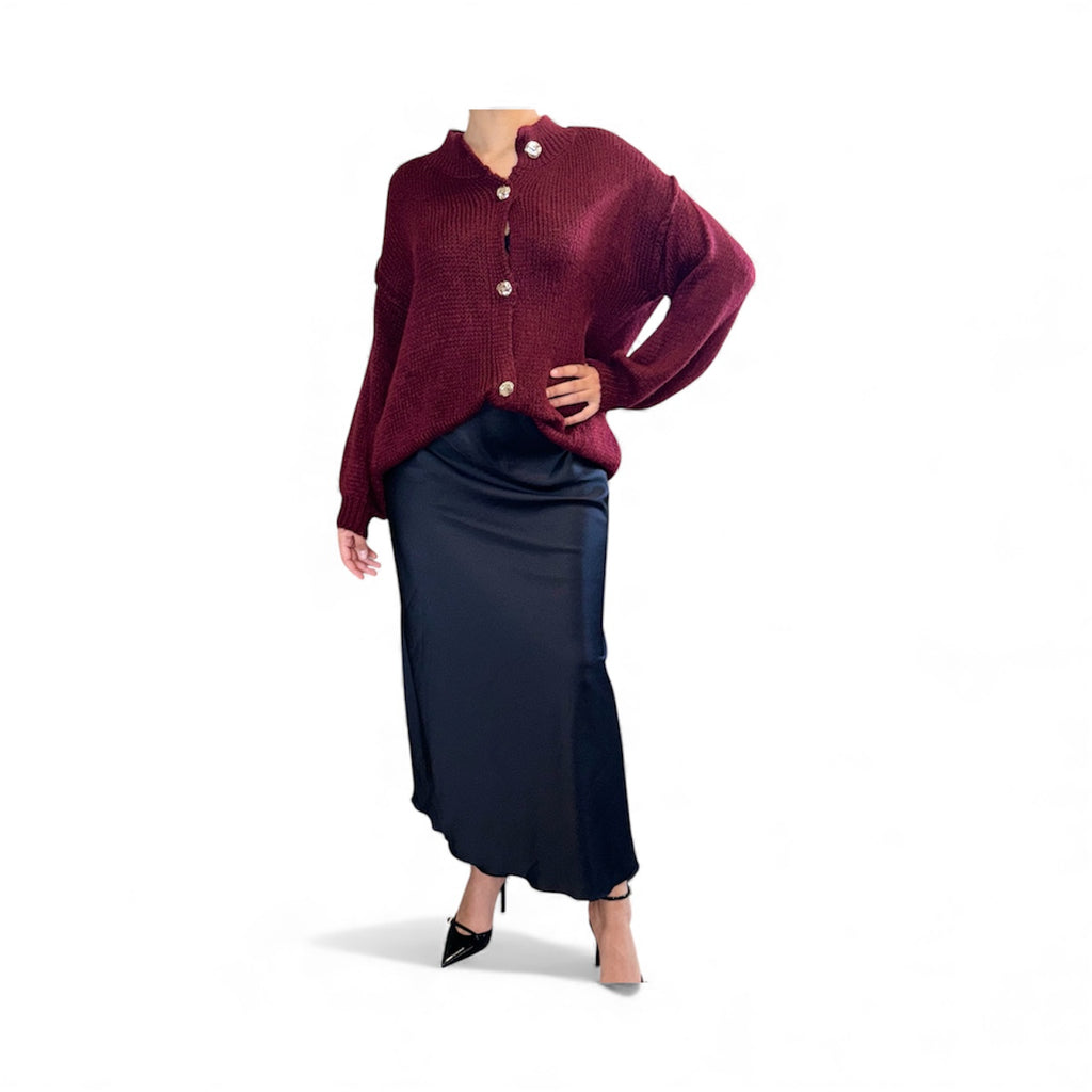 Cardigan Oversize – Manches Bouffantes & Boutons